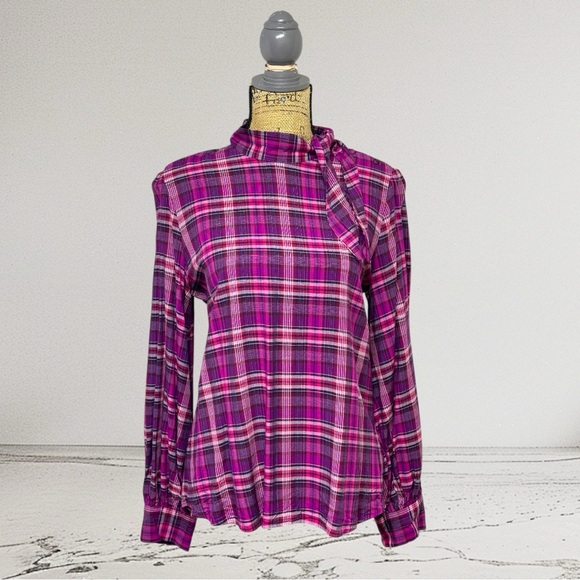 275 - RW & CO Blouse - 100% Viscose - Ties & Buttons - Picture 1 of 16